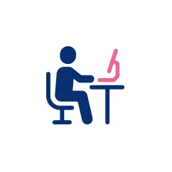 プログデンスの快適な働く環境を示す、デスクワーク中のアイコン。